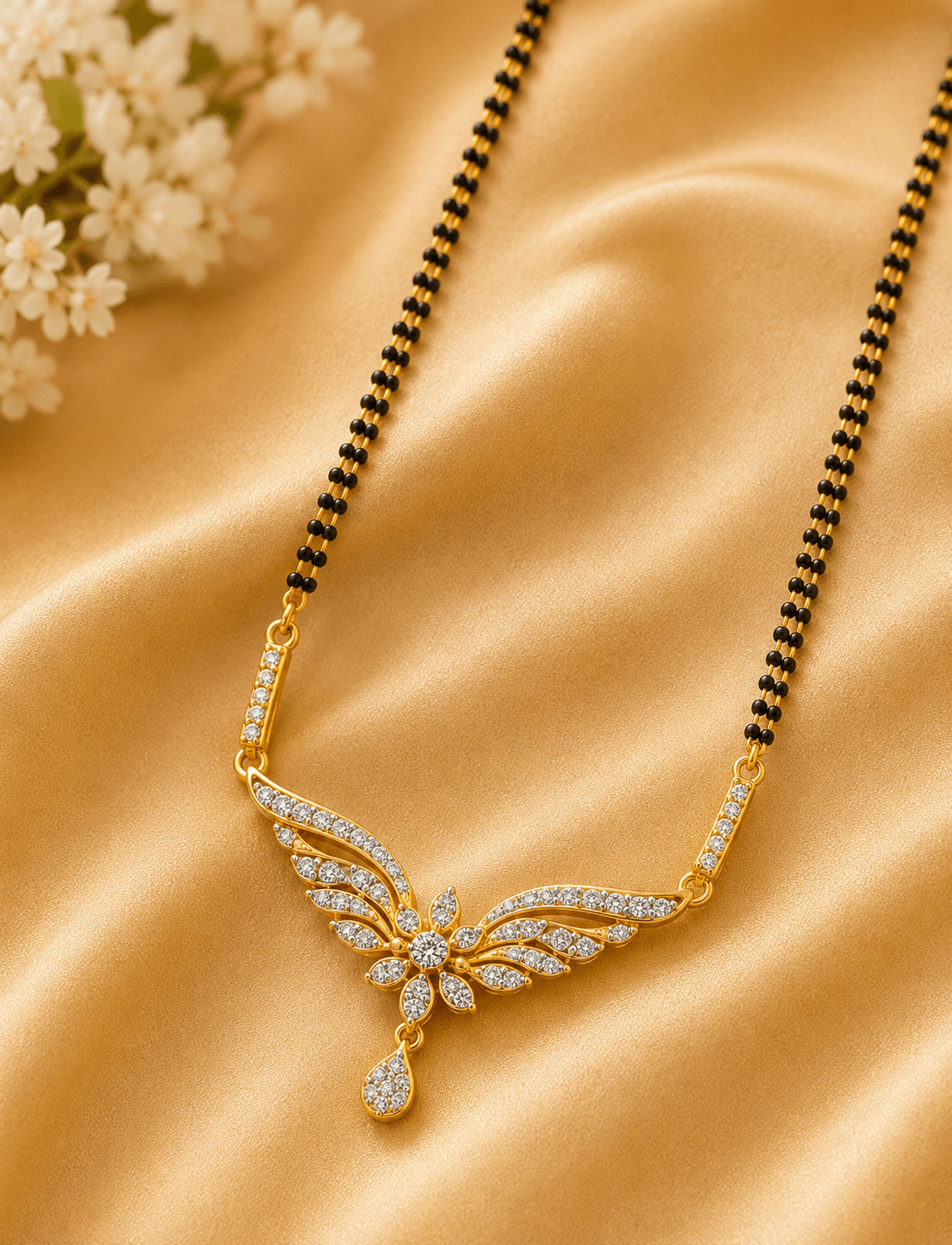 Contemporary diamond-studded mangalsutra in 22K gold