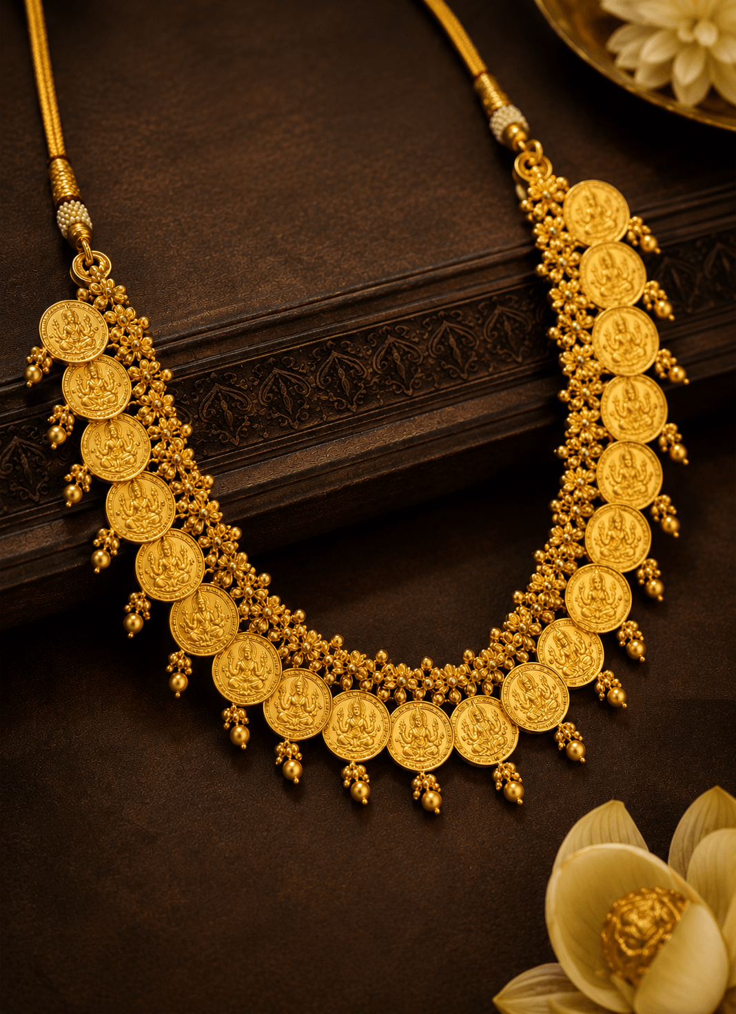 Temple coin necklace in pure 24K gold